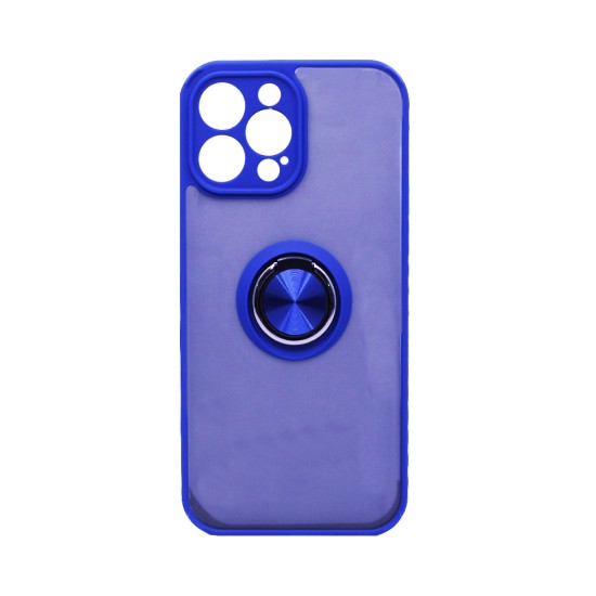 Capa com Anel de Suporte para Apple iPhone 13 Pro Max Azul Fumado